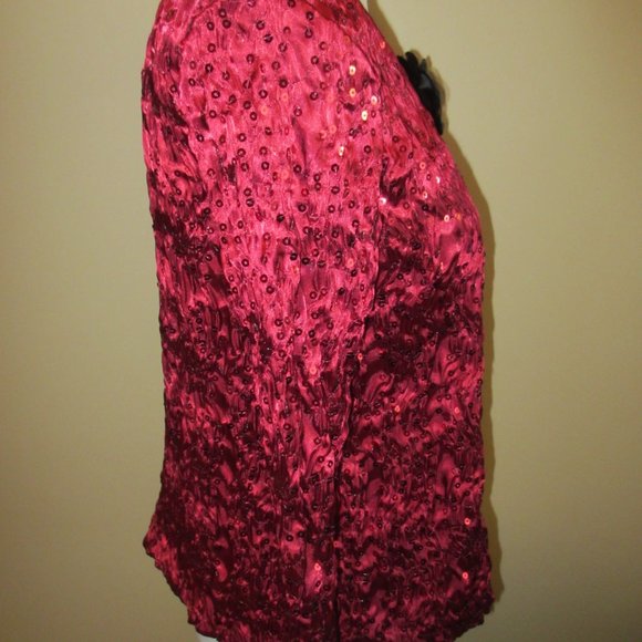 J.S. BOUTIQUE RED SEQUINED 3/4 SLEEVED JACKED WITH SILKY TANK TOP LARGE, NWT - Picture 3 of 6